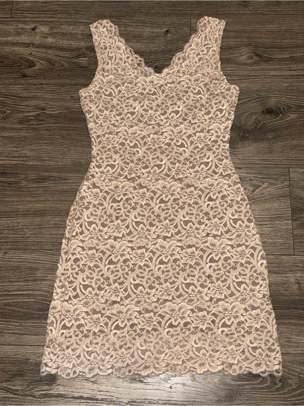 White House Black Market Blush Lace Sheath Mini Dress